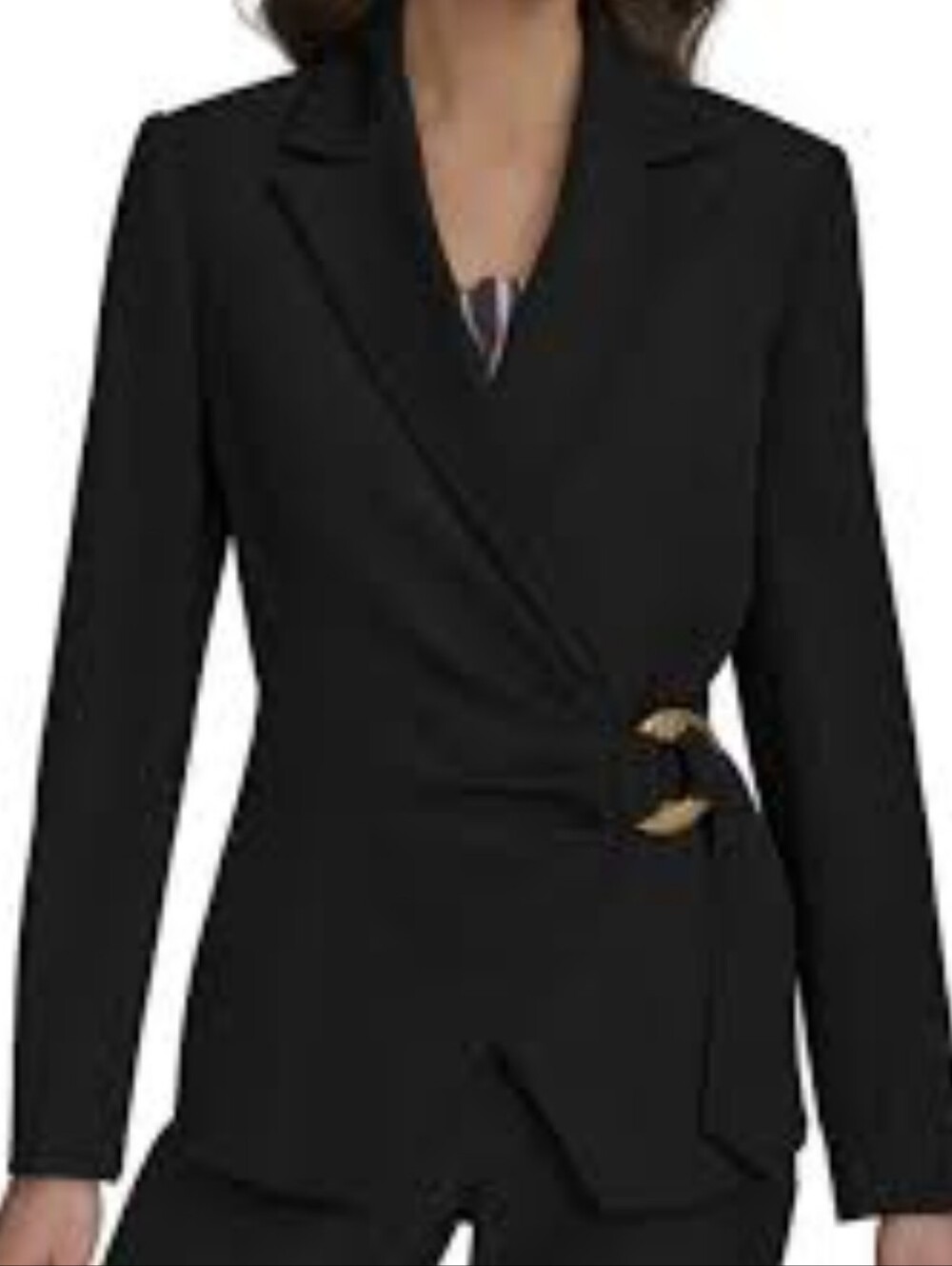 NWT Donna Karan New York Hardware Black Side Wrap Blazer    Size 16